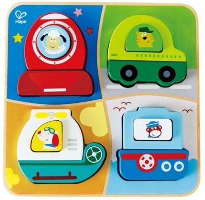 Hape houten vormenpuzzel Voertuigen junior hout 12 stukjes Hape houten vormenpuzzel Voertuigen junior hout 12 stukjes