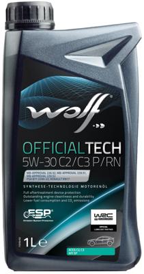 Wolf motorolie "officialtech c2 / c3 p/rn". motoroil 5w30 1l offic.tech c2/c3 r/p