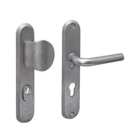 Intersteel SKG3 veiligheidsbeslag ovaal greep/klink Luzern met kerntrekbeveiliging rvs getrommeld PC 72mm - thumbnail