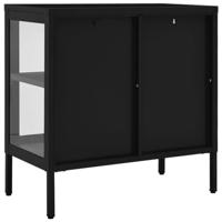 Dressoir 70x35x70 cm staal en glas zwart - thumbnail