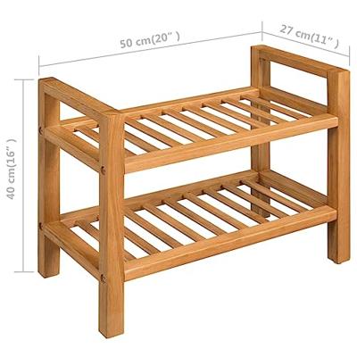VidaXL Schoenenrek met 2 schappen 50x27x40 cm massief eikenhout