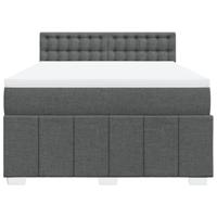Boxspring met matras stof donkergrijs 140x200 cm - thumbnail