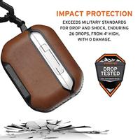 Urban Armor Gear Metropolis Case Beschermhoes voor Apple Airpods Pro (compatibel met draadloos opladen, valbescherming volgens militaire normen, karabijnhaak) - ARMR leer bruin - thumbnail