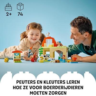 LEGO 10416 DUPLO My Town takes care of farm animals, educational toys for babies, house, horse minifigures.