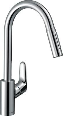 Hansgrohe Focus M41 ééngreeps keukenmengkraan 240 EcoSmart met uittrekbare vuistdouche, 2 straalsoorten, chroom