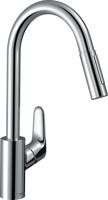 Hansgrohe Focus M41 ééngreeps keukenmengkraan 240 EcoSmart met uittrekbare vuistdouche, 2 straalsoorten, chroom - thumbnail