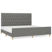Bedframe met hoofdeinde stof donkergrijs 200x200 cm - thumbnail