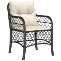 3-delige Bistroset met kussens poly rattan zwart - thumbnail