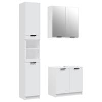3-delige Badkamerkastenset bewerkt hout wit - thumbnail