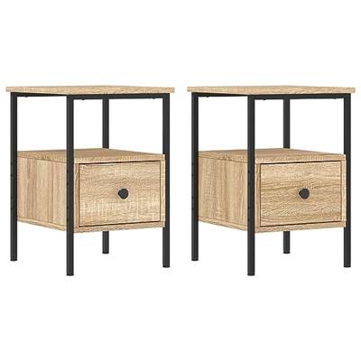 Nachtkastjes 2 st 34x36x50 cm bewerkt hout sonoma eikenkleurig