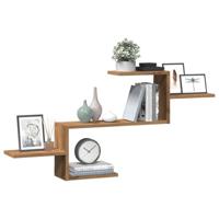 Wandschap 104x15x49 cm bewerkt hout artisanaal eikenkleurig - thumbnail