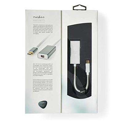 USB-Adapter | USB 3.2 Gen 1 | USB-C Male | Mini DisplayPort | 5 Gbps | 0.20 m | Rond | Verguld | Gebreid / Nylon | Zilver | Cover Window Box USB-Adapter | USB 3.2 Gen 1 | USB-C Male | Mini DisplayPort | 5 Gbps | 0.20 m | Rond | Verguld | Gebreid / Nylon | Zilver | Cover Window Box