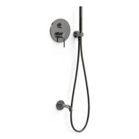 Badkraan Inbouw Tres Study Exclusive met Staafhanddouche, Wanduitloop en Mengkraan Rapid Box Metallic Zwart Tres - thumbnail