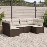 6-delige Loungeset met kussens poly rattan bruin - thumbnail