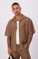 Black Bananas Monogram Waffle Shirt Heren Bruin - Maat M - Kleur: Bruin | Soccerfanshop - thumbnail