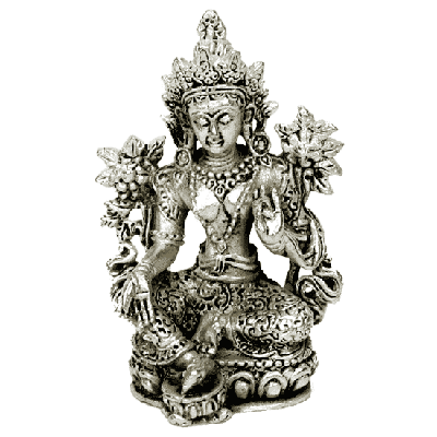 Minibeeldje Groene Tara Verzilverd - 4 cm