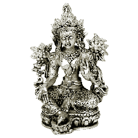 Minibeeldje Groene Tara Verzilverd - 4 cm - thumbnail