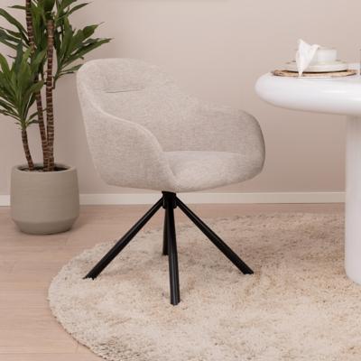 WOOOD Eetkamerstoel 'Grant-Jaki' Chenille, kleur Zand WOOOD Eetkamerstoel 'Grant-Jaki' Chenille, kleur Zand