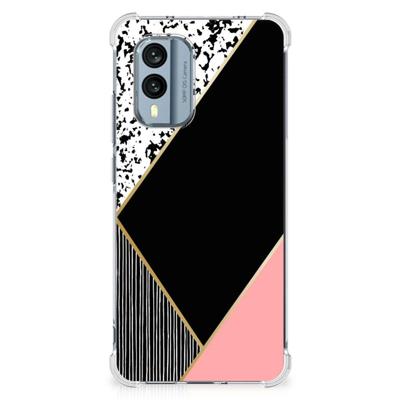 Nokia X30 Shockproof Case Zwart Roze Vormen Nokia X30 Shockproof Case Zwart Roze Vormen