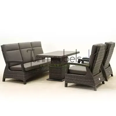 Loungeset Prato Forte 2 loungestoelen 3-zitsbank en verstelbare salontafel Loungeset Prato Forte 2 loungestoelen 3-zitsbank en verstelbare salontafel