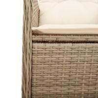 Tuinstoel verstelbaar met kussens poly rattan beige - thumbnail
