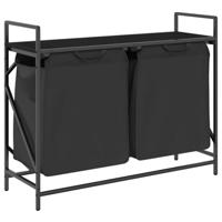 Wasmand 2 vakken met plank zwart eikenkleurig - thumbnail