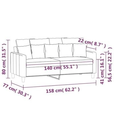 Tweezitsbank 140 cm fluweel lichtgrijs - thumbnail