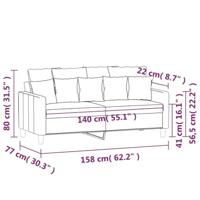 Tweezitsbank 140 cm fluweel lichtgrijs - thumbnail