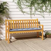 Bankkussen gestreept 180x50x7 cm stof wit en blauw - thumbnail