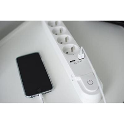 CHACON Stekkerdoos 5 uitgangen 16 A met schakelaar, 2 USB-poorten en kabel 3 m HO5VV-F 3x1,5 mm² zwart - thumbnail