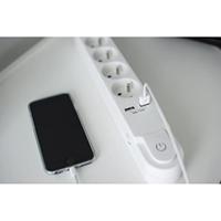 CHACON Stekkerdoos 5 uitgangen 16 A met schakelaar, 2 USB-poorten en kabel 3 m HO5VV-F 3x1,5 mm² zwart - thumbnail