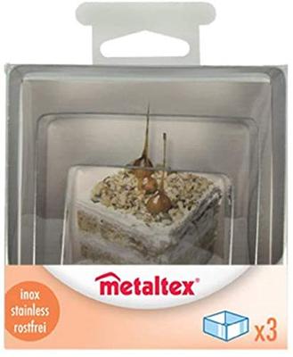 Metaltex Vierkante Kookringen 3 Stuks 6/8/10 cm RVS