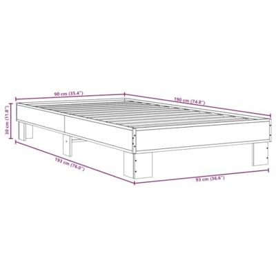 Bedframe bewerkt hout en metaal zwart 90x190 cm Bedframe bewerkt hout en metaal zwart 90x190 cm