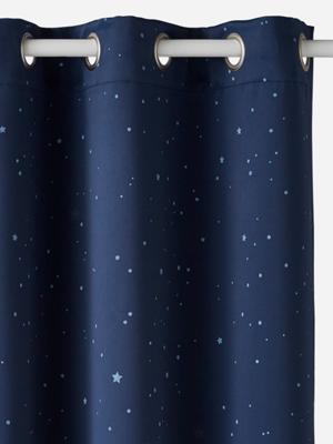 Glow-in-the-dark oogjesgordijn met sterretjesprint marine bdrukt