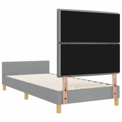 Bedframe met hoofdeinde Lichtgrijs 90 x 190 cm Stof