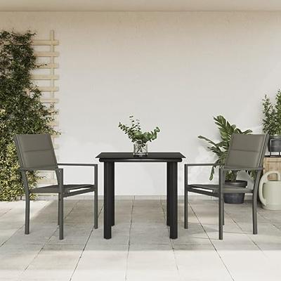 3-delige Tuinset textileen en staal zwart