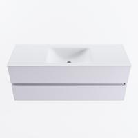 MONDIAZ VICA 130cm badmeubel onderkast Cale 2 lades. Wastafel CLOUD midden zonder kraangat, kleur Talc. - thumbnail