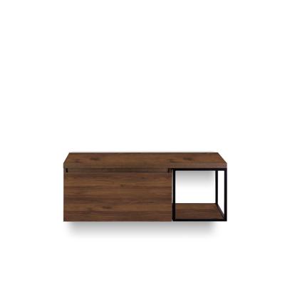 Frozen Badmeubelset 120 cm - Greeplijst in kleur - Zwart Frame - Wastafel Bovenblad Walnoot