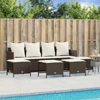 5-delige Loungeset met kussens poly rattan bruin - thumbnail
