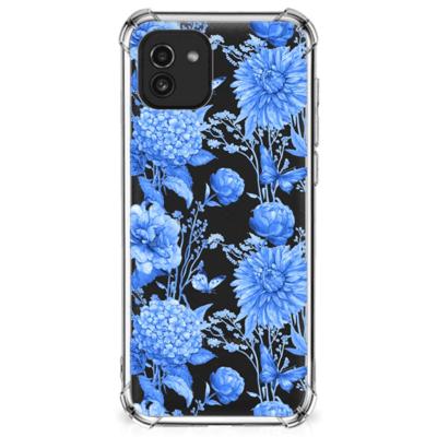 Case voor Samsung Galaxy A03 Flowers Blue Case voor Samsung Galaxy A03 Flowers Blue