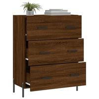 Dressoir 69,5x34x90 cm bewerkt hout bruin eikenkleur - thumbnail