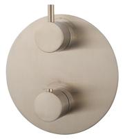 Caral Rond afbouwdeel inbouwthermostaat 2 weg geborsteld staal - thumbnail