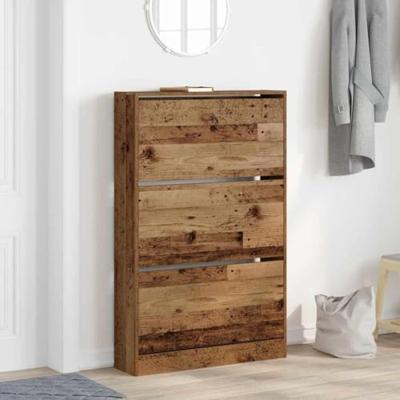 Schoenenkast met plank Oudhout 80 x 21 x 125,5 cm Bewerkt hout