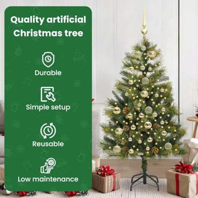 VidaXL Kunstmatige scharnier kerstboom met cones groen 150 cm