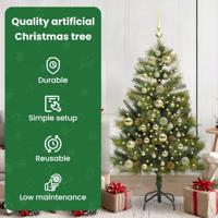 VidaXL Kunstmatige scharnier kerstboom met cones groen 150 cm - thumbnail