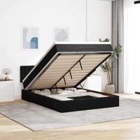 Ottoman bed met matras en LED's 140x190cm fluweel zwart - thumbnail