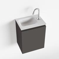 MONDIAZ OLAN 40cm toiletmeubel dark grey. LEX wastafel talc links 1 kraangat - thumbnail