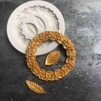 2 stuks Rose Garland Rose blad siliconen fondant schimmel taart rand decoratie tool bakken lijm schimmel (grijs) - thumbnail