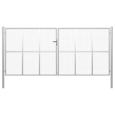 Tuinpoort gegalvaniseerd staal 400x200 cm zilver