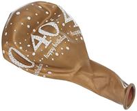 Ballonnen 40 Jaar Happy Birthday Zilver, Goud En Zwart - thumbnail